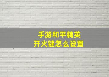 手游和平精英开火键怎么设置