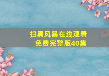 扫黑风暴在线观看免费完整版40集