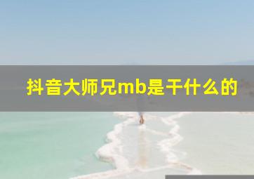 抖音大师兄mb是干什么的