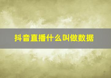 抖音直播什么叫做数据