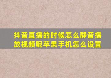 抖音直播的时候怎么静音播放视频呢苹果手机怎么设置