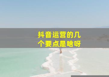 抖音运营的几个要点是啥呀