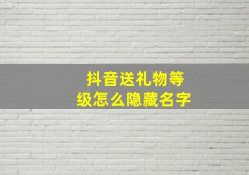 抖音送礼物等级怎么隐藏名字