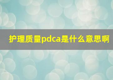 护理质量pdca是什么意思啊