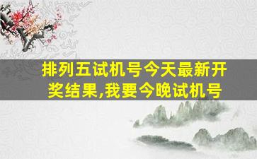 排列五试机号今天最新开奖结果,我要今晚试机号