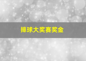 排球大奖赛奖金