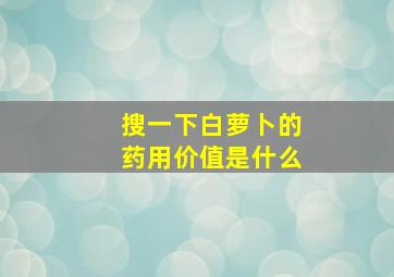 搜一下白萝卜的药用价值是什么