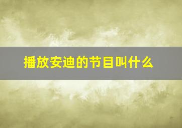 播放安迪的节目叫什么