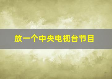 放一个中央电视台节目