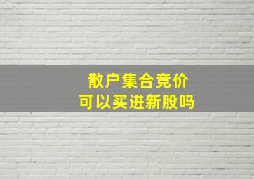 散户集合竞价可以买进新股吗