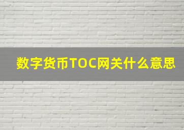 数字货币TOC网关什么意思