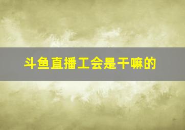 斗鱼直播工会是干嘛的