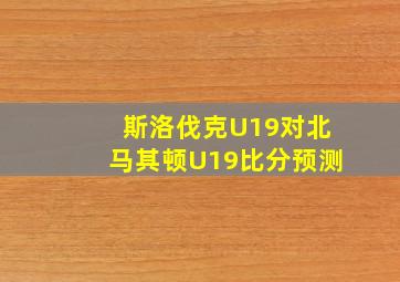 斯洛伐克U19对北马其顿U19比分预测