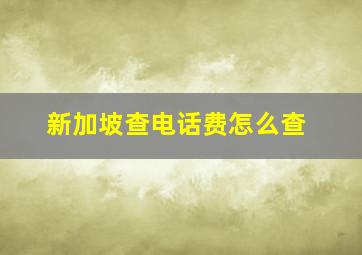 新加坡查电话费怎么查