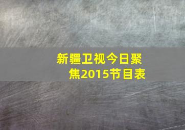 新疆卫视今日聚焦2015节目表