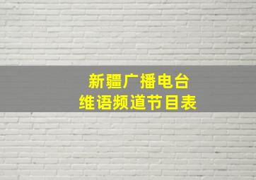 新疆广播电台维语频道节目表