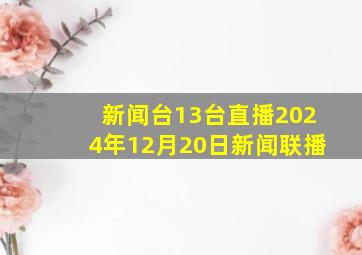 新闻台13台直播2024年12月20日新闻联播