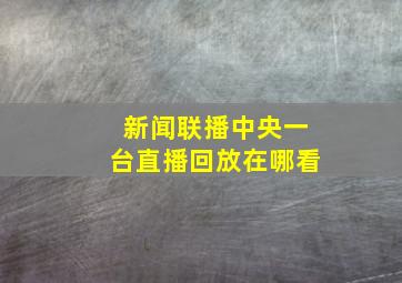 新闻联播中央一台直播回放在哪看