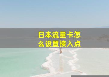 日本流量卡怎么设置接入点