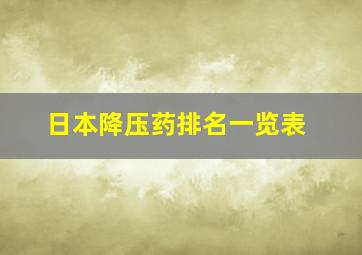 日本降压药排名一览表