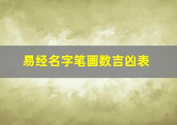 易经名字笔画数吉凶表