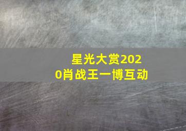 星光大赏2020肖战王一博互动