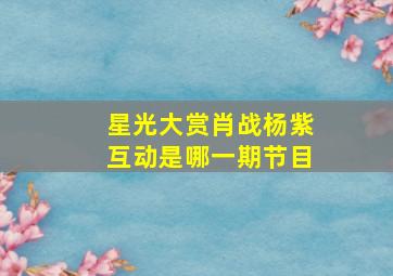 星光大赏肖战杨紫互动是哪一期节目