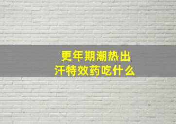 更年期潮热出汗特效药吃什么