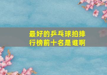 最好的乒乓球拍排行榜前十名是谁啊