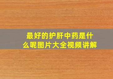 最好的护肝中药是什么呢图片大全视频讲解