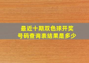 最近十期双色球开奖号码查询表结果是多少