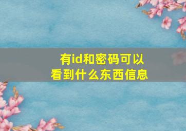 有id和密码可以看到什么东西信息