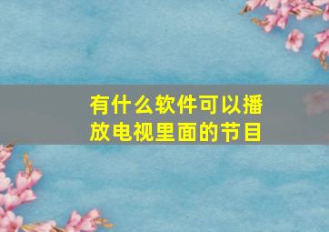 有什么软件可以播放电视里面的节目