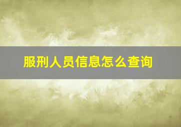 服刑人员信息怎么查询