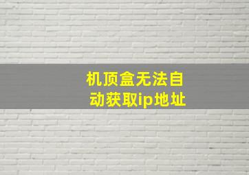 机顶盒无法自动获取ip地址