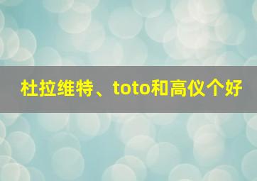 杜拉维特、toto和高仪个好