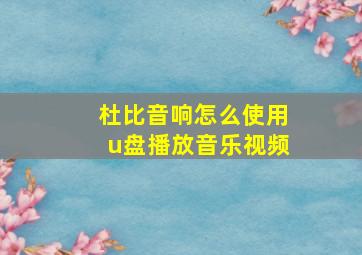 杜比音响怎么使用u盘播放音乐视频