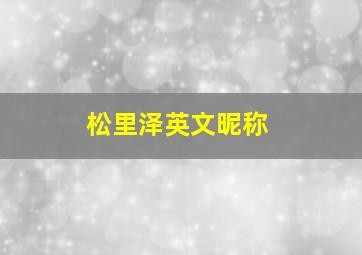 松里泽英文昵称