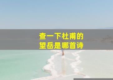 查一下杜甫的望岳是哪首诗