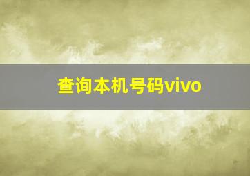 查询本机号码vivo