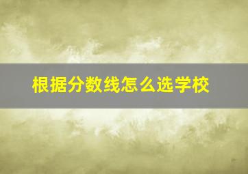 根据分数线怎么选学校