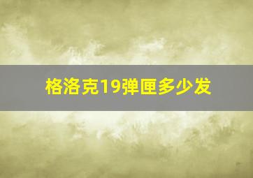 格洛克19弹匣多少发