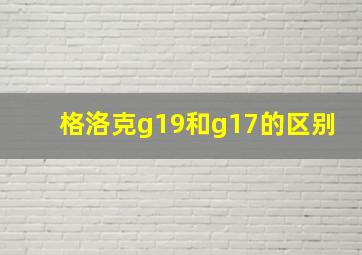 格洛克g19和g17的区别