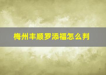 梅州丰顺罗添福怎么判