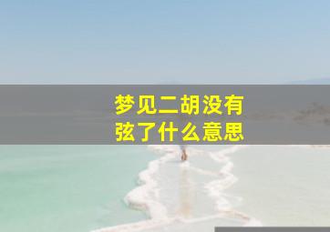 梦见二胡没有弦了什么意思