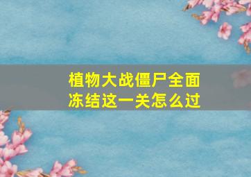 植物大战僵尸全面冻结这一关怎么过