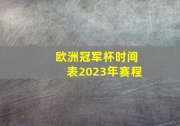 欧洲冠军杯时间表2023年赛程