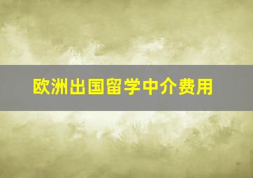 欧洲出国留学中介费用