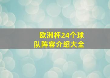 欧洲杯24个球队阵容介绍大全