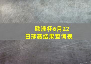 欧洲杯6月22日球赛结果查询表